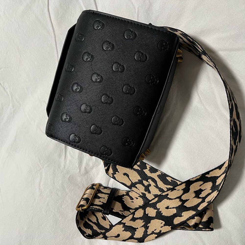 Betsey Johnson skull Crossbody Bag with Patterned Strap
